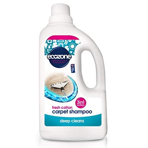 Image of EcoZone Carpet Shampoo Solution, Deep Cleans Upholstery, Manual & Machine Cleaning, Fresh Cotton Scent, 3-in-1 Plant Based Stain Removal Treatment, Natural Vegan & Non Toxic, Cruelty-Free (1 Litre)