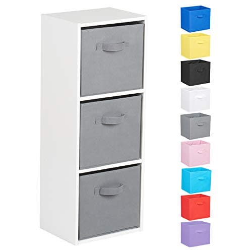 Image of Hartleys 3 Tier White Cube Unit - Grey Storage Boxes