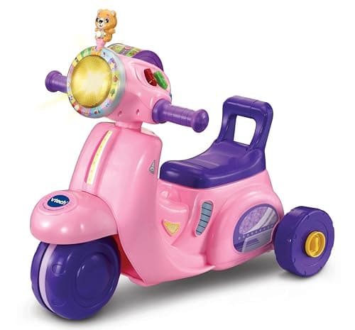 Image of VTech Baby 2-in-1 Ride & Balance Scooter, Pink, Balance Bike Mode & Trike Mode, Light-up Headlight, Songs, Road Safety Phrases & Scooter Sounds, Toy for Toddler 12, 18, 24 months +, English version