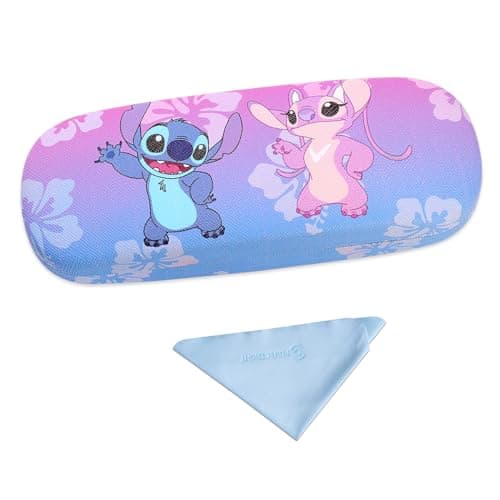 Image of PERFECTSIGHT Hard Shell Eyeglasses Case, Kawaii Protective Glasses Case with Cleaning Cloth, PU Leather Eyeglass Case for Women Girls, Blue + Purple S&A