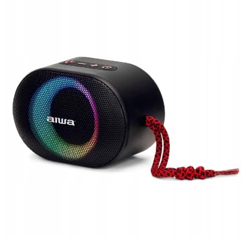 Image of Aiwa BST-330RD - TWS Bluetooth Speaker Compact, Durable and Powerful with Hyperbass Technology, (10W Power, RGB Lighting, Card Reader, Waterproof), Colour: Black and Red