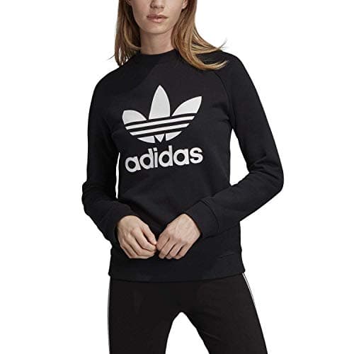 Image of Adidas Women's Trefoil Crewneck Sweatshirt, Black(Black), 10 (Manufacturer Size: 36)