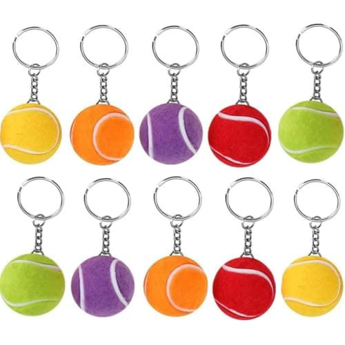 Image of ZHAOYCSH Tennis Ball Keychain 10-Pack – Multi-Colour Tennis Keyring Pendant Metal Key Rings for Bags, Cars & Keys | Durable Sports-Themed Gift for Players, Fans, Men & Women