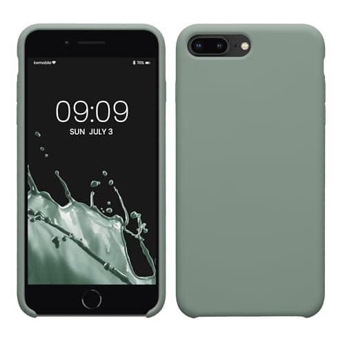 Image of kwmobile Case for Apple iPhone 7 Plus/iPhone 8 Plus Case - Soft Cover - Shockproof Silicone - Wireless Charging Rainwashed Green