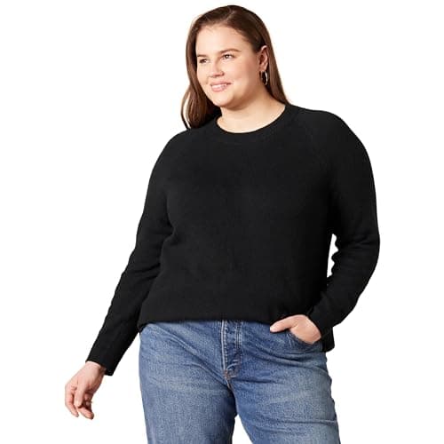 Image of Amazon Essentials Women's Classic-Fit Soft Touch Long-Sleeve Crewneck Sweater, Black, Small