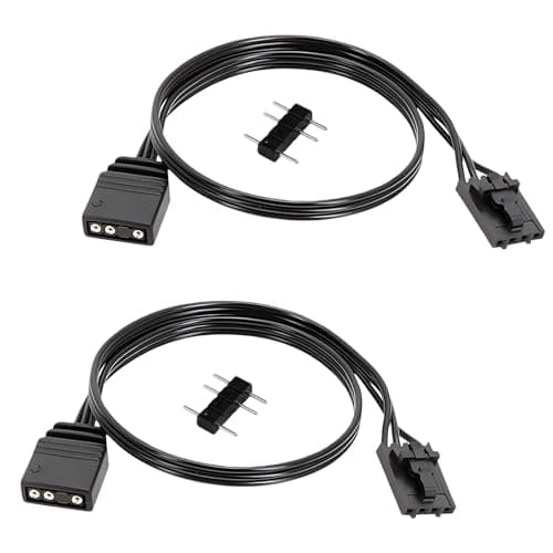 Image of 2 Pack 4 Pin RGB to 3 Pin ARGB Adapter Connector - 25cm Extension Cable Compatible with Corsair Controller QL LL120 iCUE - 12V to 5V Converter Connector for ARGB Lighting Devices Shenguang Sync System