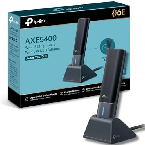 Image of TP-Link Archer TXE70UH AXE5400 WiFi 6E Tri-Band WiFi Dongle for PC, USB WiFi Adapter for PC, High Gain Antennas, 3.0 USB WiFi Dongle, Win10/11 Support, MU-MIMO, OFDMA, Broader Coverage, Lower Latency