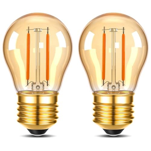 Image of Genixgreen E27 LED Edison Bulbs 2.5W Vintage Filament Edison Screw ES Bulb G45 Decorative Golf Ball Light Bulbs,25W-30W Incandescent Equivalent,2200K Warm White, Amber Glass,Non-dimmable,2 Pack