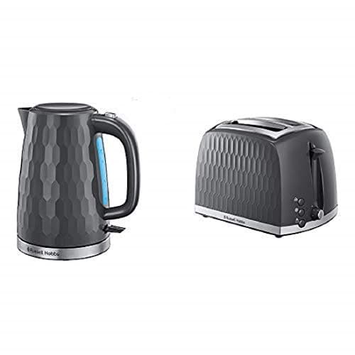 Image of Russell Hobbs Honeycomb Kettle and 2 Slice Toaster,Rapid Boil, Grey