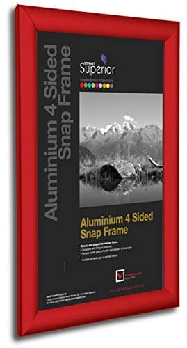 Image of SECO Stewart Superior A4 Aluminium 4 Sided 25mm Front Loading Picture/Poster Snap Frame - Red, REDA4