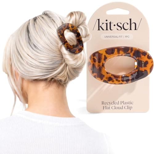 Image of Kitsch Medium Flat Claw Clips for Women - Stylish Flat Hair Clips for Women, Strong Hold for Thick & Fine Hair | Non-Slip for Secure, Comfortable All-Day Wear - Tortoise Design