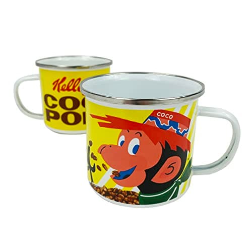 Image of Kellogg's Coco Pops Enamel Camping Mug - Retro Caravan Gifts and Camping Accessories - Fun Vintage Style Coffee Cup for Women, Men, and Children