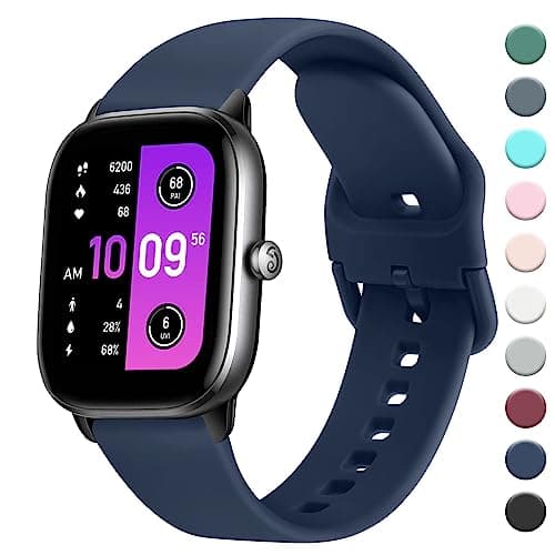 Image of AK Straps Compatible with Amazfit GTS 2 Mini/GTS 4 / GTS 4 Mini/GTS 3 / GTS 2/GTS 2e,20mm Soft Silicone Sport Replacement Wristband for Amazfit Bip 3 Pro/Bip 3/Bip U Pro/Bip Lite/Bip S/Bip U(Blue)
