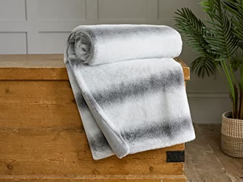 Image of Luxury Plush Two Tones Faux Fur Throw in Silver Deyongs Sherbrooke Throw 130cm x 150cm