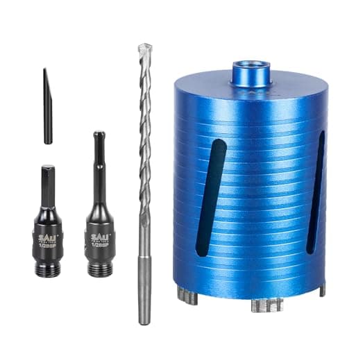 Image of Diamond Core Drill Bit Set 117mm x 150mm Long Turbo Laser-Welded Segments for Concrete Brick Block Stone Masonry Granite Drill Bit Core Accessories with SDS Adapter,Hex Shank Adapter,Centre Drill Bit