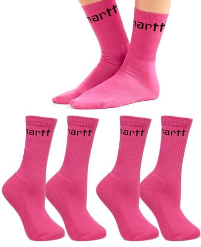 Image of Bettinay 2 Pair Pink Running Socks, Moisture Wicking Pure Sport Pink Socks for Mens Women Running Training & Fitness