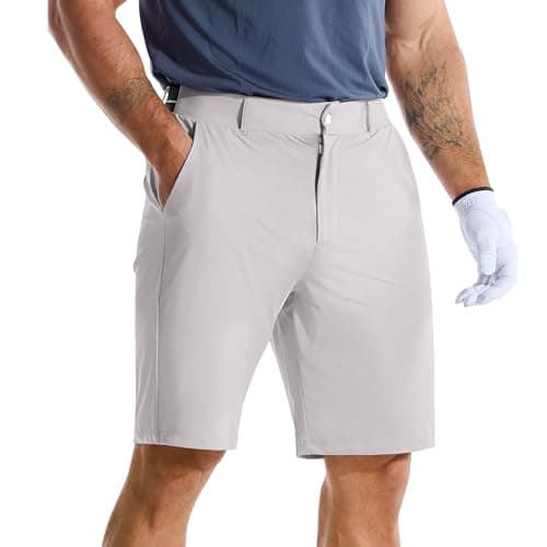 Image of BROKIG Mens AdiArmor Casual Golf Shorts,Lightweight UPF Work Short Stretch Dress Shorts Sports Shorts with Pocket (M,Light Grey)