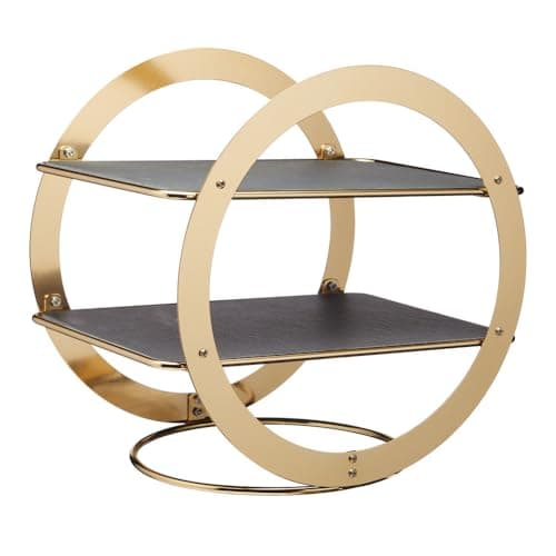 Image of Artesà Wheel Frame Food Display Stand, Brass Finish, 31.5x22.5x30cm, Gift Boxed, Black