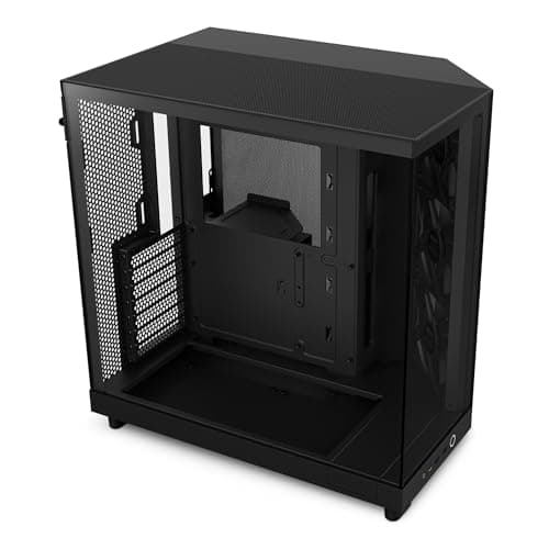 Image of NZXT H6 Flow | CC-H61FB-01 | Compact Dual-Chamber Mid-Tower Airflow Case | Panoramic Glass Panels | High-Performance Airflow Panels | Includes 3 x 120mm Fans | Cable Management | Black