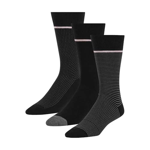 Image of Ted Baker Men's 3 Pack Crew Dress Socks, Black Pattern, One Size