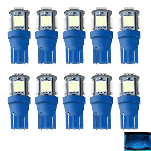 Image of 10 Pcs W5W T10 LED Bulbs Blue, 501 Ice Blue LED Bulbs, 5630 5SMD Capless LED Wedge Car Bulb for Car Number Plate Lights Dome Side Lights, Dashboard Lights, Interior Lighting, 12V Car LED