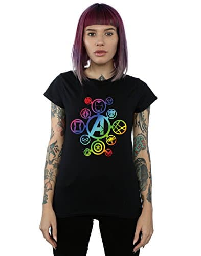 Image of Marvel Women's Avengers Infinity War Rainbow Icons T-Shirt Black X-Large