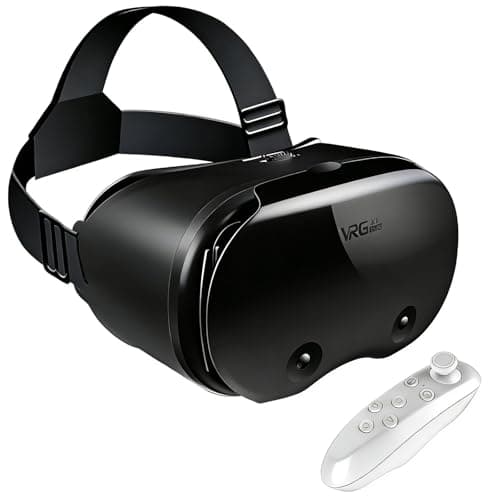 Image of 3D VR Headset, Virtual Reality 3D VR Glasses, Anti-Blue Light Adjustable 3D Headset Helmets for iPhone or Android Compatible with 5.0” to 7.0” inch with Controller(Black)