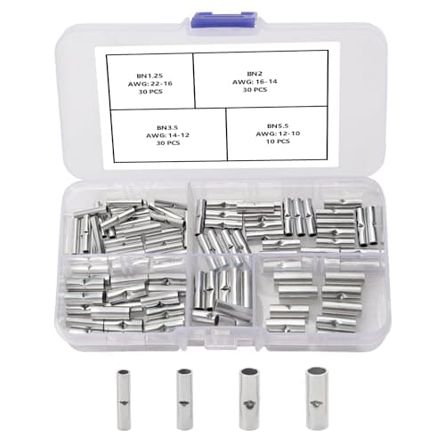 Image of YIXISI 100 PCS 4 Types Non Insulated Butt Connectors Kit, Wiring Terminal Automotive Connectors, Electrical Wire Ferrule Cable Crimp Terminal, for Electrical Splice DIY