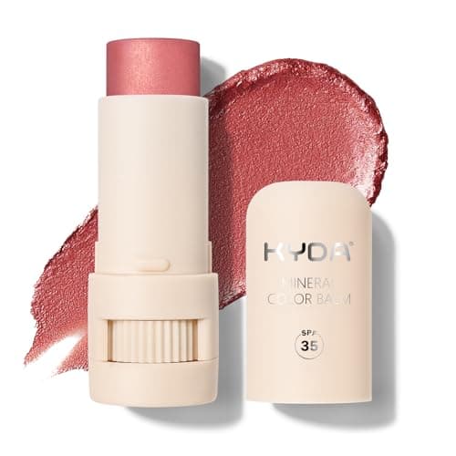 Image of KYDA Mineral Color Balm, SPF 35, Buildable Shimmer Color for Lip and Cheek, Natural Shimmer Cream Blush Stick, Lightweight Blendable, Multiuse Makeup Balm, LOVELY