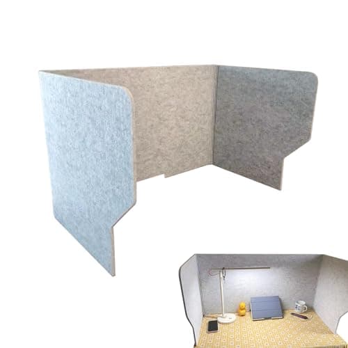 Image of 100cm Gray Felt Desk Privacy Divider Panel - 100cm Foldable Classroom Desk Partition Shields -Desktop Separator Panel