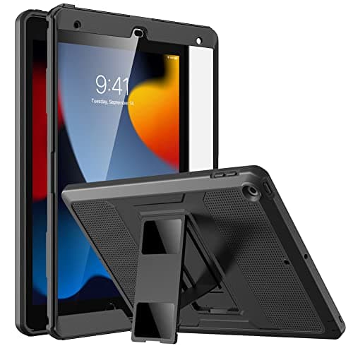 Image of MoKo for iPad 10.2 Inch Case for iPad 9th Generation 2021/ iPad 8th Generation 2020/iPad 7th Generation 2019,[Heavy Duty] Shockproof Full Body Protective Cover with Built-in Screen Protector, Black