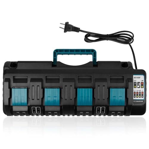 Image of PENGJBATTER DC18SF 14.4V/18V Charger Replacement for Makita 18V Charger, 18V 4-Port Lithium Fast Charger with USB Ports Compatible with Makita 14.4V-18V Charger DC18RC DC18RD and