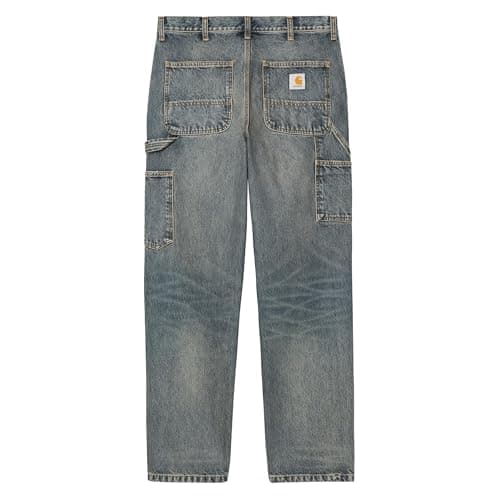 Image of CARHARTT WIP Denim Single Knee Pant, Blue Worn Used Washed, Carpenter Style with Utility Pockets (UK, Waist & Inseam, 32, 32, Blue/Worn Used Washed)