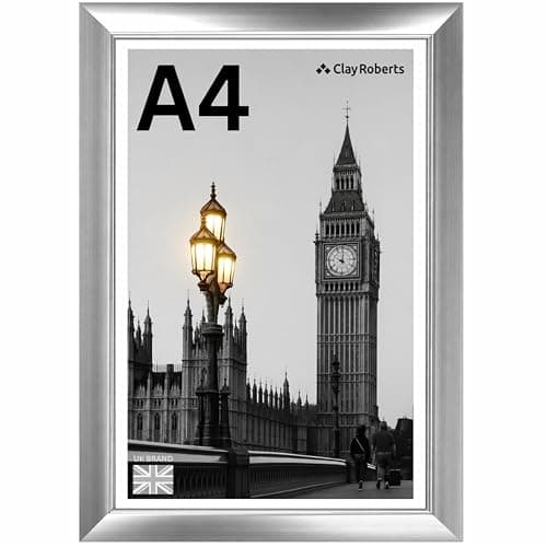 Image of A4 Silver Photo Frame – Modern A4 Frame for Certificates, Pictures & Prints, Wall Hanging (Portrait or Landscape), Document & Poster Frame UK