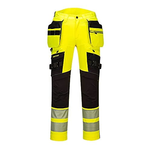 Image of Portwest DX4 Hi-Vis Detachable Holster Pocket Trouser, Size: 34, Colour: Yellow/Black, DX442YBR34