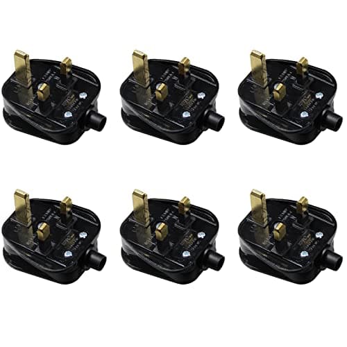 Image of KC CABLE 13A fused plug, 3 Pin Plug 13 Amp Fused Mains Plugs UK Plug with Cord Grip Rewireable Heavy Duty Electrical Plug Durable for Home, Office Electrical Appliances and Devices (Black 6 pack)