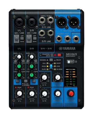 Image of Yamaha MG06X Mixing Console - Compact mixer with 6 input channels, SPX digital effects and D-PRE mic preamps, Black, 11.6 x 10.5 x 4.7 inches