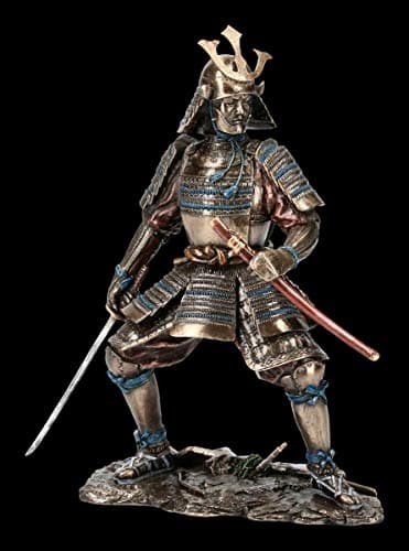 Image of Unbekannt Samurai Figurine - Japanese Warrior in Armour with Two Swords, Bronze, 23 cm