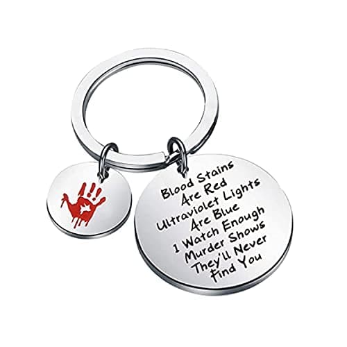 Image of True Crime Gifts Blood Stains Are Red Keychain Horror Quotes Gift Hallowen Day Gift (Blood Stains -K EU)