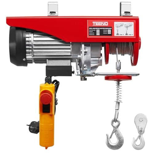 Image of TEENO 1200W Electric Hoist Lift 600 KGS 1322 LBS/ 300KG 661LBS, Overhead Electric Hoist 220V Winch for Garage, Warehouses, SINGLE/DOUBLE LIFITING: 6 M/12M/Min, COPPER MOTOR