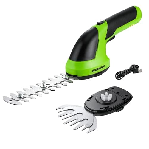 Image of WORKPRO 2 IN 1 Cordless Hedge Trimmer and Grass Shear, 7.2 V Electric Grass Trimmer with 2000 mAh Lithium-ion Battery, Lightweight Hand Held Hedge Trimmer with 2 Interchangeable Blades