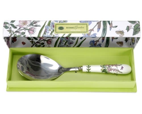 Image of Portmeirion x Botanic Garden Serving Spoon - Silver Color, Elegant Stainless Steel Blade with Porcelain Handle, Perfectly Giftable for Special Occasions