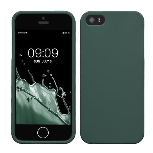 Image of kwmobile Case for Apple iPhone SE (1.Gen 2016) / iPhone 5 / iPhone 5S Case - Soft Cover - Shockproof TPU Material - Wireless Charging - Blue Green