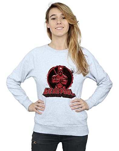 Image of Marvel Women's Deadpool Crossed Arms Logo Sweatshirt Heather Grey Medium