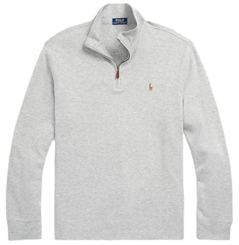 Image of Polo Ralph Lauren Mens Long Sleeve Fleece Quarter Zip Sweatshirt, Ralph-Lauren Andover Heather, XL