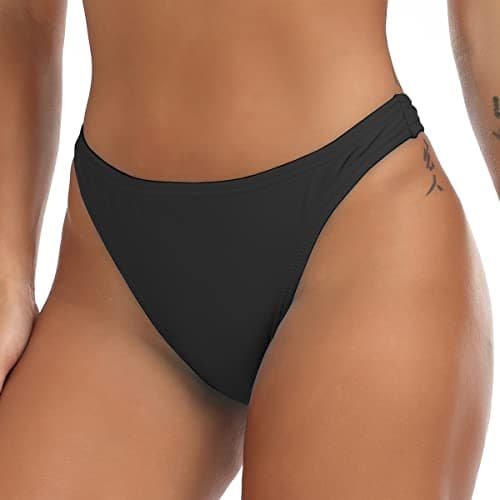 Image of Joweechy Womens Bikini Bottoms Classic Brazilian Swimsuit Bottom Sexy Swim Shorts Thong Swimming Briefs Swimwear Black,M