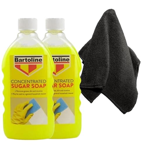 Image of Sugar Soap for cleaning - 2 x 500ml Concentrated Sugar Soap for walls | Kitchen degreaser spray | Wall cleaner for painted walls | Grease remover | With added Wilosc Microfibre cloth.