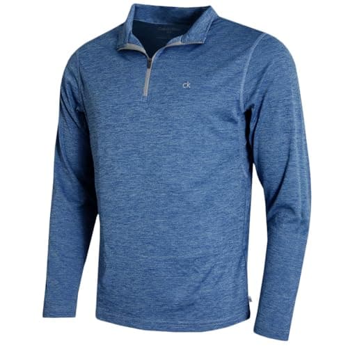 Image of Calvin Klein Mens Harlem 1/4 Zip Pullover - Denim Marl - L