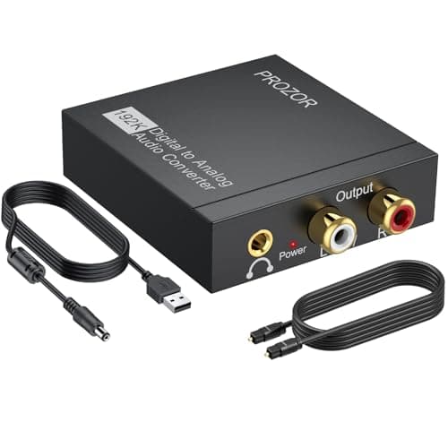 Image of PROZOR DAC Converter 192khz- Digital to Analog Audio Converter 2.0CH Optical Toslink Coaxial to L/R RCA & 3.5mm Stereo Audio Adapter with 1m/3ft Optical Cable for HDTV DVD Player PS3/4
