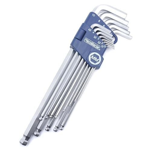 Image of HemBorta® Allen Key Set Extra Long 13pcs 1.27-10mm, Metric Alan Keys Sets with Ball End Hex Keys, Heat Treated Alan Keys Sets with CRV Steel Satin Finish Alan Keys